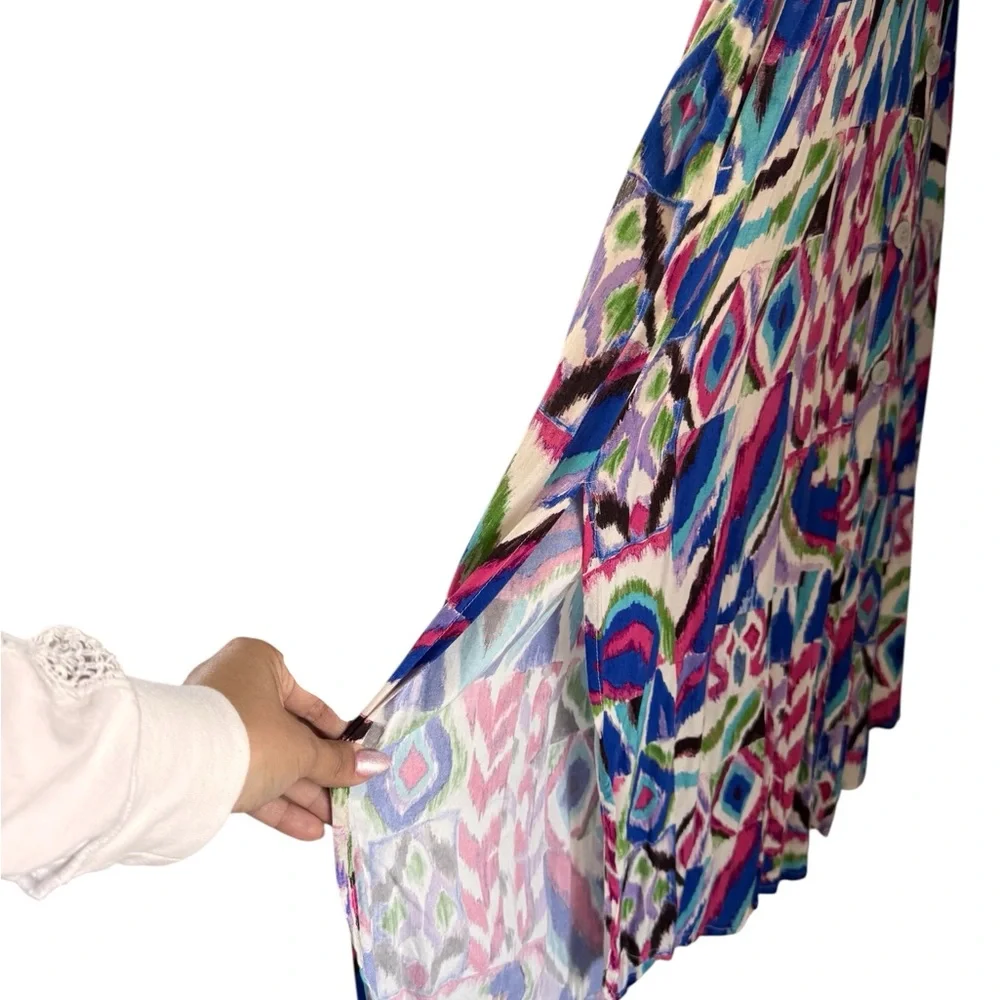Zara Multicolor Abstract Midi Dress 100% viscose size large - Picture 5 of 6